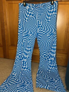 Wild Fable - Blue & White Optical Print Flared Pants